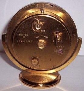 Art Deco Imhof 8 Day Swiss Brass Swivel Desk Alarm Clock