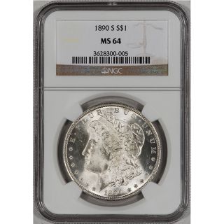 1890 s US Morgan Silver Dollar $1 NGC MS64