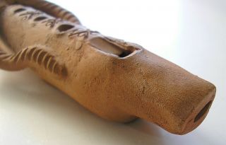 Vintage Flute Mexican Red Clay Pottery RAMs Head Mexico Ocarina