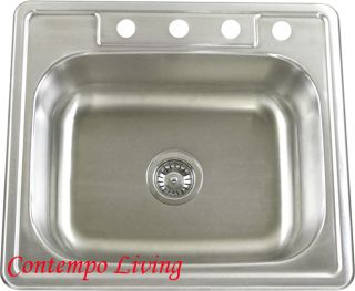 25 Drop in Single Bowl Stainless Steel Kitchen Sink