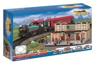 Train Station 8 in 1 Building Blocks Lego 721pcs 5706 Free Gift