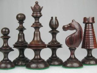  Antique Design Chess Set Rose Wood Pieces Handcarved Indian