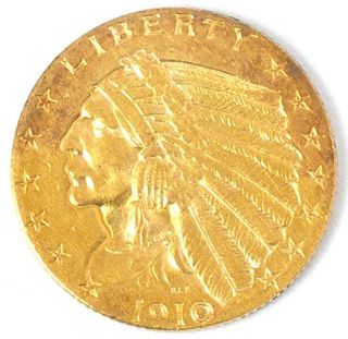 1910 $2 50 Dollar Indian Head Quarter Eagle Coin