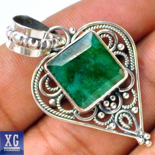 INDIAN EMERALD 925 SILVER PENDANT POP STYLE