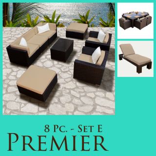  Outdoor Wicker Patio Set Luxury Furniture & 7PC DINING CHAISE 08EMM