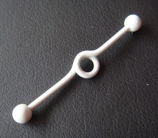 37mm White Long Industrial Bar Barbell Ear Ring Body Piercing GIFT 8O0