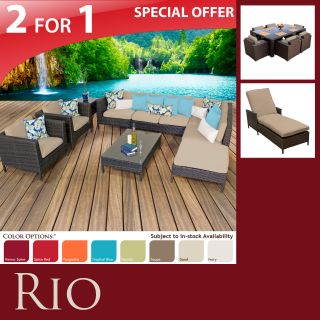  SOFA WICKER FURNITURE OUTDOOR & DINING SET 7PC & PATIO CHAISE LOUNGE