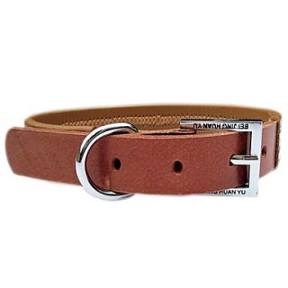 Adjustable Rhombus Pattern Genuine Leather Dog Collar (49~62 x 3.3cm)