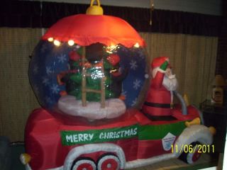 ft Santa Claus Fire Truck Animated Globe Inflatable Christmas Air