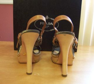 Prada Calzature Donna Satin Antic Sandals Heels Size 37 5