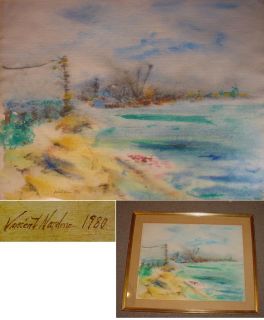 Vincent Nardone 1937 Inlet Fog Watercolor Painting