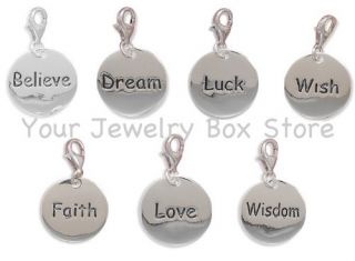925 Sterling Inspirational Positive Thinking Charms