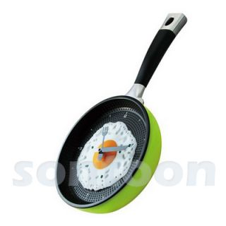 Fun Fashion Innovation Cooking eggs large pan wall hanging clock for