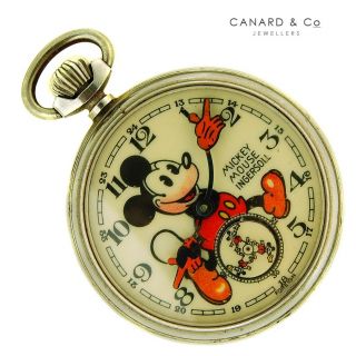 1936 Bearded Mickey Mouse Ingersoll Pocket Watch