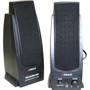 Inland Pro Sound 2000 Multimedia Speaker System 2 0 Channel 7 2W RMS