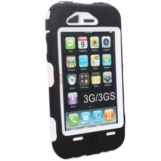  +Plastic Hard Defender Impact Case for iPhone 3 3G 3GS White+Black