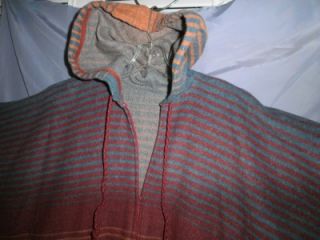 Vtg 70s 80s Blanket Wool Southwestern Hippie Design Cape Poncho Jacket