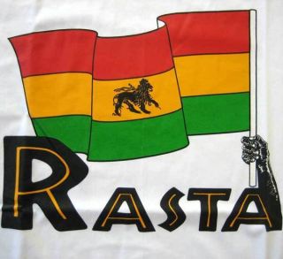  Flag Roots Reggae Jah Rastafari Irie T Shirt L Large White