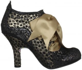 Irregular Choice Abigails Party Black Gold New Womens Boots Shoes