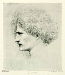 1895 Print Irving R. Wiles Portrait Ignacy Jan Paderewski Pianist