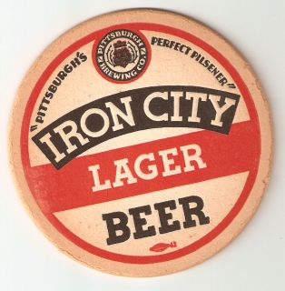 Iron City Beer Coaster 4 inch Round 1930s Era Pittsburgh PA Minty