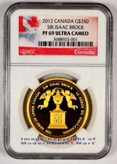  oz 99999 Fine Gold Sir Isaac Brock $350 NGC PF69 UC SKU27232