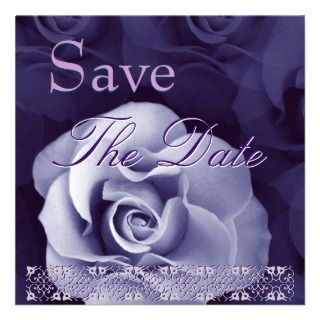 CORNFLOWER BLUE Rose Wedding Save Date Invitation 