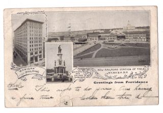 Rhode Island Large Letter Postcard Greetings from Providence 1905