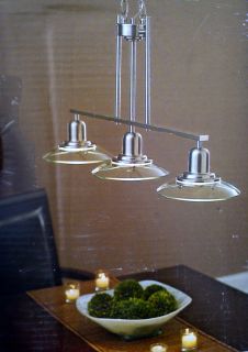 Modern Contemporary Island Pendant Light Brushed Nickel Kitchen Glass
