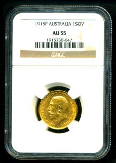1915 P Australia George V Gold Coin Sovereign NGC RARE