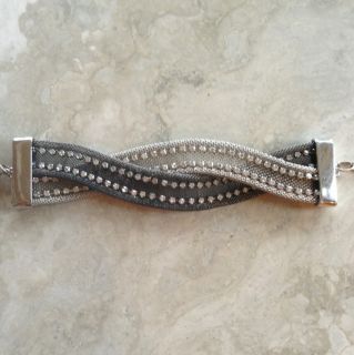 Crystal Silver Mesh Adjustable Bracelet