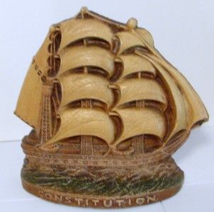  Wood U.S.S. Constitution Bookends Tall Ship Old Ironsides Frigate