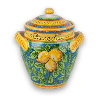 Italian Pottery Ceramic Biscotti Jar Umbria Limone