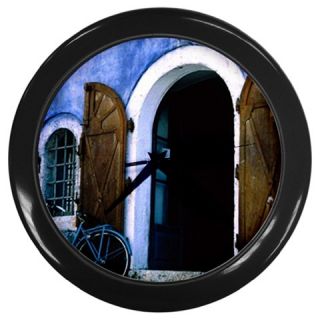 Old Italian House Window Italy Wall Clock with Black Lucite Frame