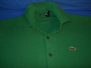 Vintage 70s IZOD Lacoste Cardigan Polo Button Down Gator Sweater Green