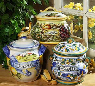 Intrada Italian Ceramic Biscotti Jars Kitchen Cookie Canisters Made in