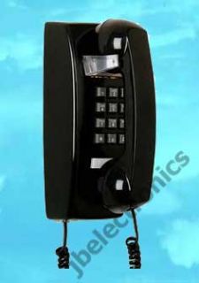 Cortelco ITT 2554 Black Retro Push Button Corded Wall Phone Vintage