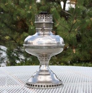 Antique Rayo Silver Nickle Finish Kerosene Oil Table Lamp Corked