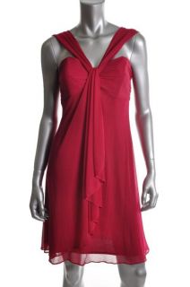 Alex Evenings New Red Chiffon Shutter Pleat A Line Semi Formal Dress