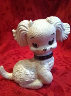VINTAGE 1968 J.L. PRESCOTT RARE WHITE PUPPY DOG Squeaky Toy Antique