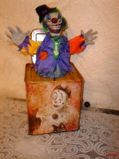 Demon Clown Jack in The Box Halloween Prop Posessed Demonic Toy Talks