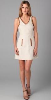 Tibi Suiting Dress with Leather Trim