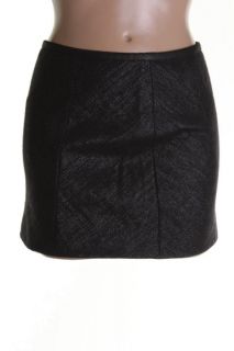 Theory New Eddria L Black Textured Cross Hatch Silk Mini Skirt 0 BHFO