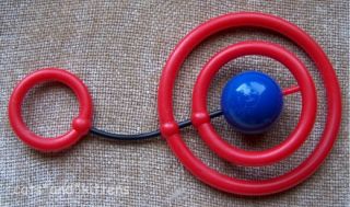 Vtg J J Johnson Red Rings Blue Ball Developmental Toy