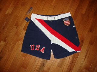 New Polo Ralph Lauren Mens USA Shorts 36 38 Olympic Vintage