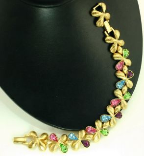 Vintage JBK Jacqueline Kennedy Clover Crystal Pear Rhinestone Bracelet