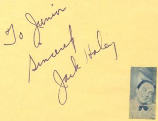 Jack Haley Vintage 30s Signed Album Page Autographed Tin Man Wizard