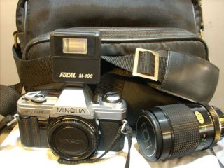 Minolta x 370 35mm SLR Film Camera w Camera Bag and CX 440 Tripod