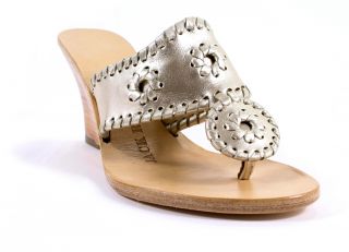 Jack Rogers Navajo Hamptons Hi Wedge Platinum Sandals Shoes 7 5 New