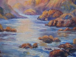 Antique Canyon Creek Vintage Oil Painting Original Art